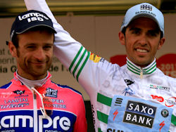 Contador and Scarponi on the 2011 Volta a Catalunya podium