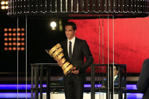 Alberto Contador at the presentation of the 2012 route